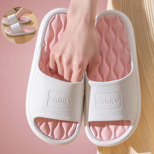New Wave Pattern Design Slippers Indoor Fashion Two Colors House Shoes Non-slip Bathroom Slippers For Women Men
